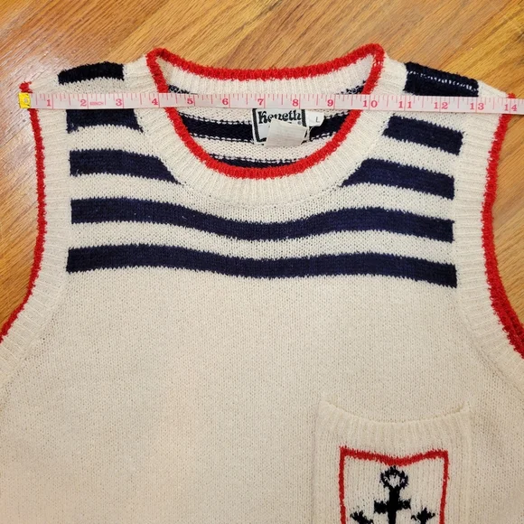 Keneth Too! Nautical Striped Sleeveless Sweater Size  L - Picture 9 of 14